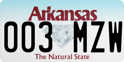 AR license plate 003MZW