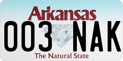 AR license plate 003NAK