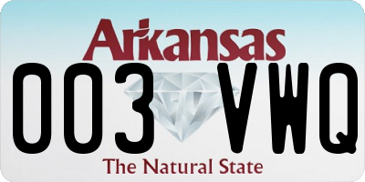 AR license plate 003VWQ