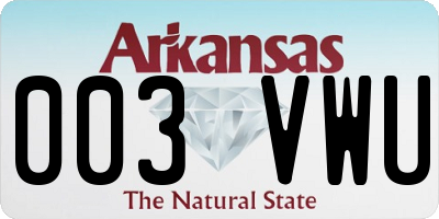 AR license plate 003VWU