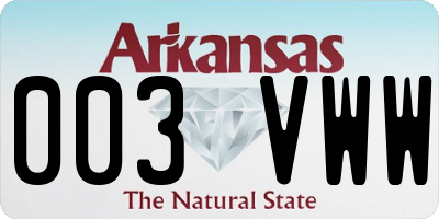 AR license plate 003VWW