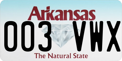 AR license plate 003VWX