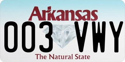 AR license plate 003VWY