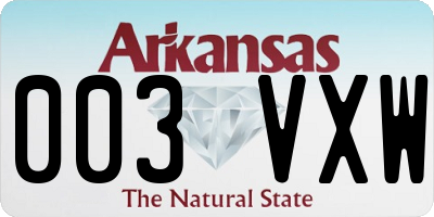 AR license plate 003VXW