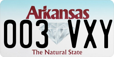 AR license plate 003VXY