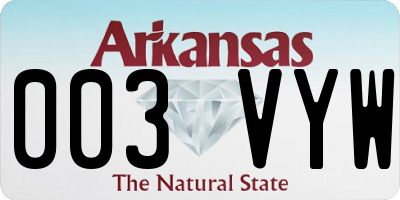 AR license plate 003VYW
