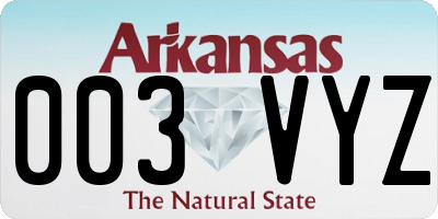 AR license plate 003VYZ