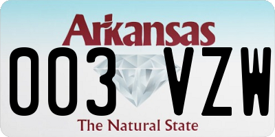 AR license plate 003VZW