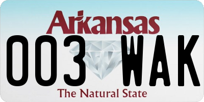 AR license plate 003WAK