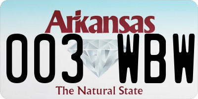 AR license plate 003WBW