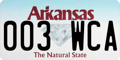 AR license plate 003WCA