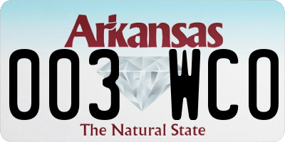 AR license plate 003WCO