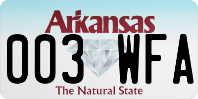 AR license plate 003WFA