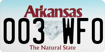 AR license plate 003WFO