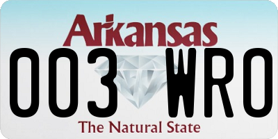 AR license plate 003WRO