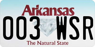 AR license plate 003WSR