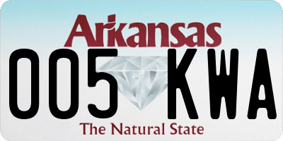 AR license plate 005KWA