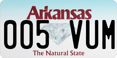 AR license plate 005VUM