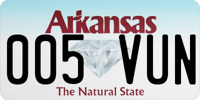 AR license plate 005VUN