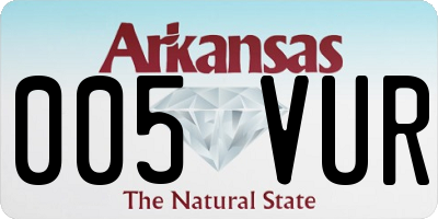 AR license plate 005VUR