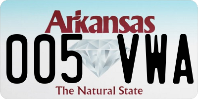 AR license plate 005VWA