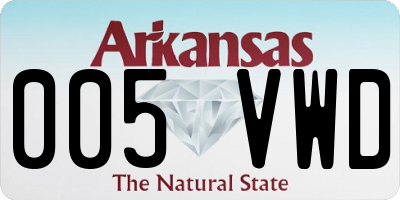 AR license plate 005VWD