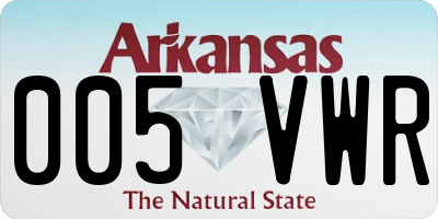 AR license plate 005VWR