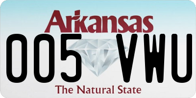 AR license plate 005VWU
