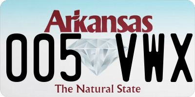 AR license plate 005VWX