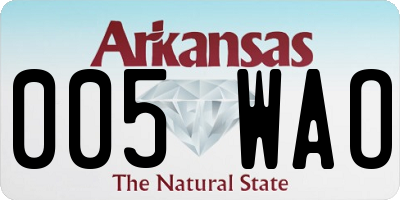 AR license plate 005WAO