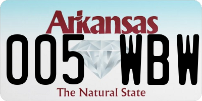 AR license plate 005WBW