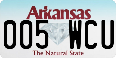 AR license plate 005WCU
