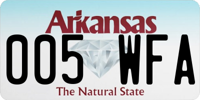 AR license plate 005WFA