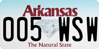 AR license plate 005WSW