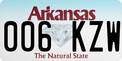 AR license plate 006KZW
