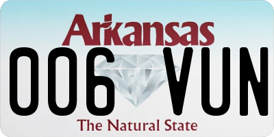 AR license plate 006VUN