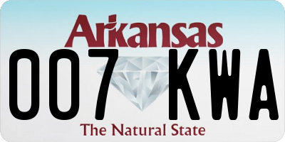 AR license plate 007KWA