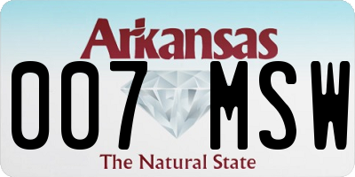 AR license plate 007MSW
