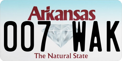 AR license plate 007WAK