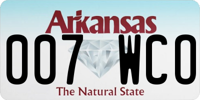 AR license plate 007WCO