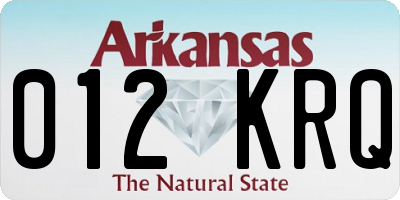 AR license plate 012KRQ