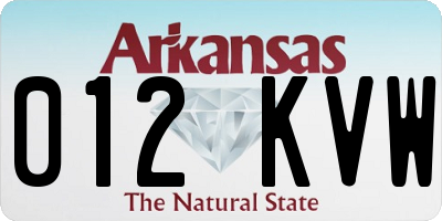 AR license plate 012KVW