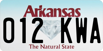 AR license plate 012KWA
