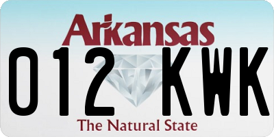 AR license plate 012KWK