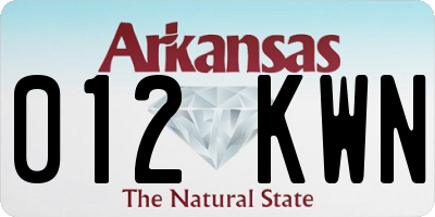 AR license plate 012KWN