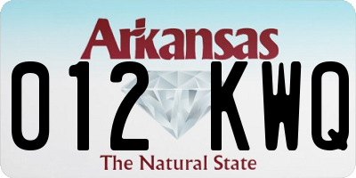 AR license plate 012KWQ