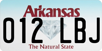 AR license plate 012LBJ