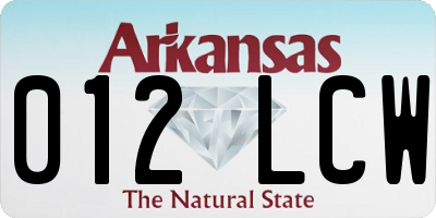 AR license plate 012LCW