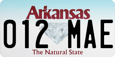 AR license plate 012MAE