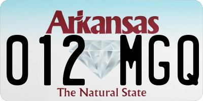 AR license plate 012MGQ